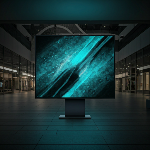 A high-end digital advertising campaign on a large screen.